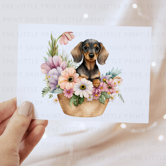 Dog Floral Basket - DTF Transfer Decal