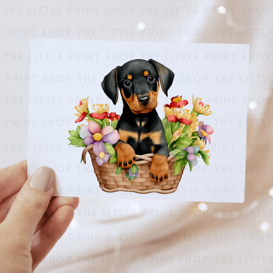 Dog Floral Basket - DTF Transfer Decal