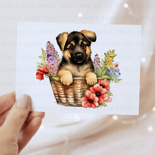 Dog Floral Basket - DTF Transfer Decal