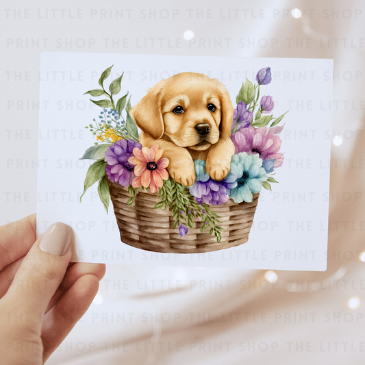 Dog Floral Basket - DTF Transfer Decal