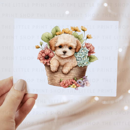 Dog Floral Basket - DTF Transfer Decal