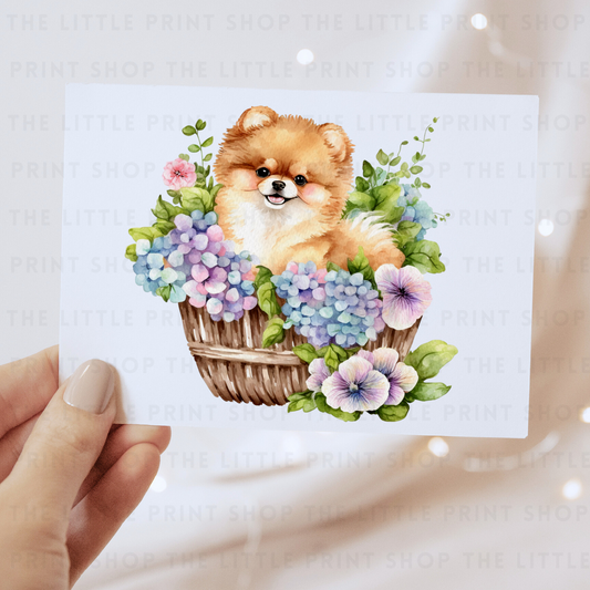 Dog Floral Basket - DTF Transfer Decal