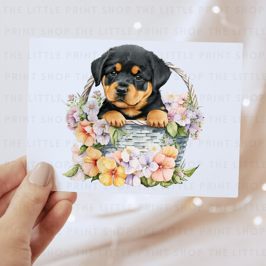 Dog Floral Basket - DTF Transfer Decal