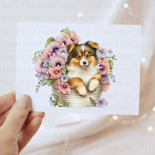 Dog Floral Basket - DTF Transfer Decal