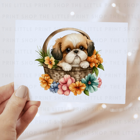 Dog Floral Basket - DTF Transfer Decal