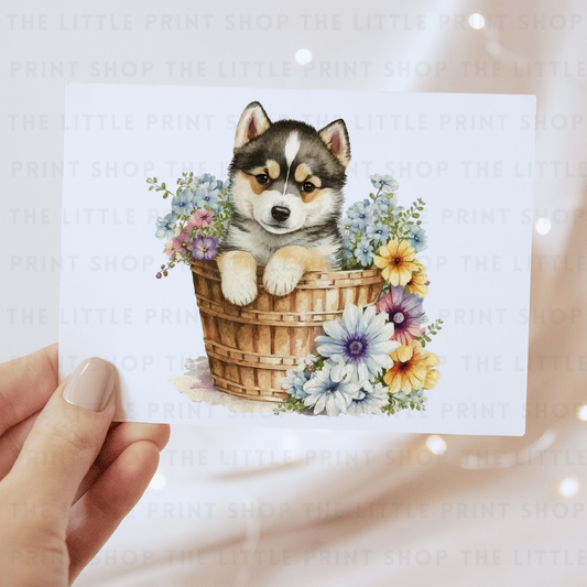 Dog Floral Basket - DTF Transfer Decal