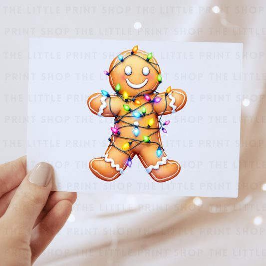 Lit Up Gingerbread Man - DTF Transfer Decal
