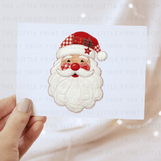 Patchwork Santa - DTF Transfer Decal