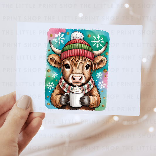 Winter Highland Cow - DTF Transfer Decal