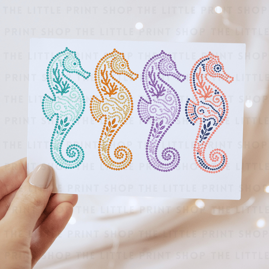 Sea Horses - Purple - DTF Transfer Decal