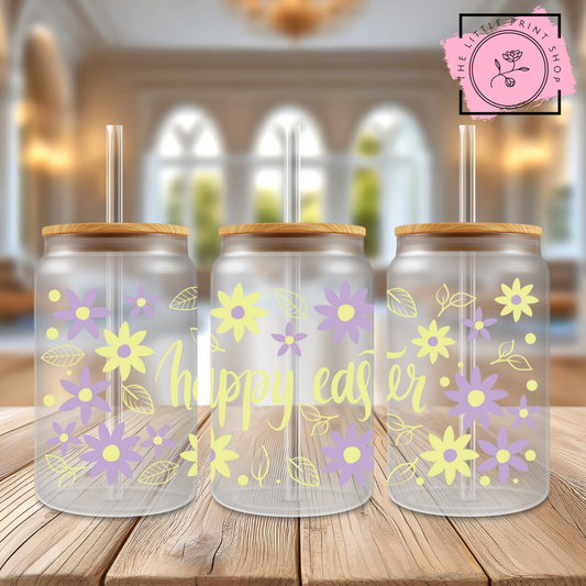Happy Easter Lilac - 16oz Libbey Glass Printed UV DTF Wrap