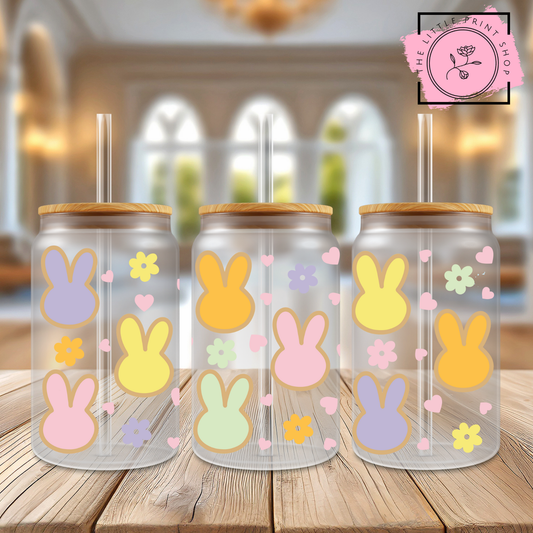 Pastel Bunnies - 16oz Libbey Glass Printed UV DTF Wrap
