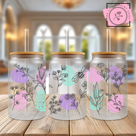 Pastel Easter Spring - 16oz Libbey Glass Printed UV DTF Wrap