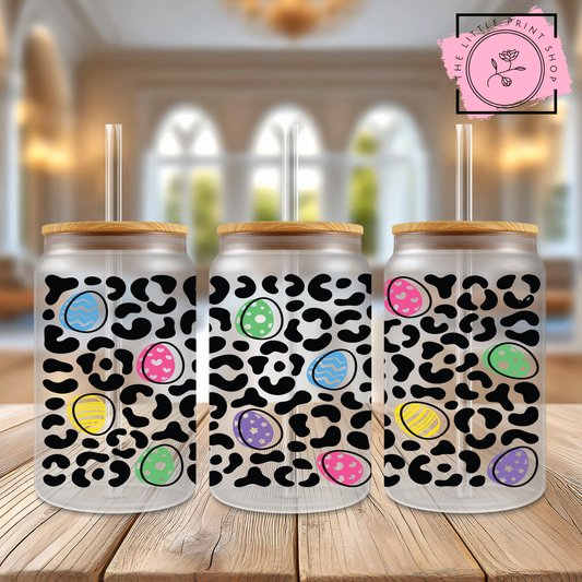 Leopard Print Eggs - 16oz Libbey Glass Printed UV DTF Wrap