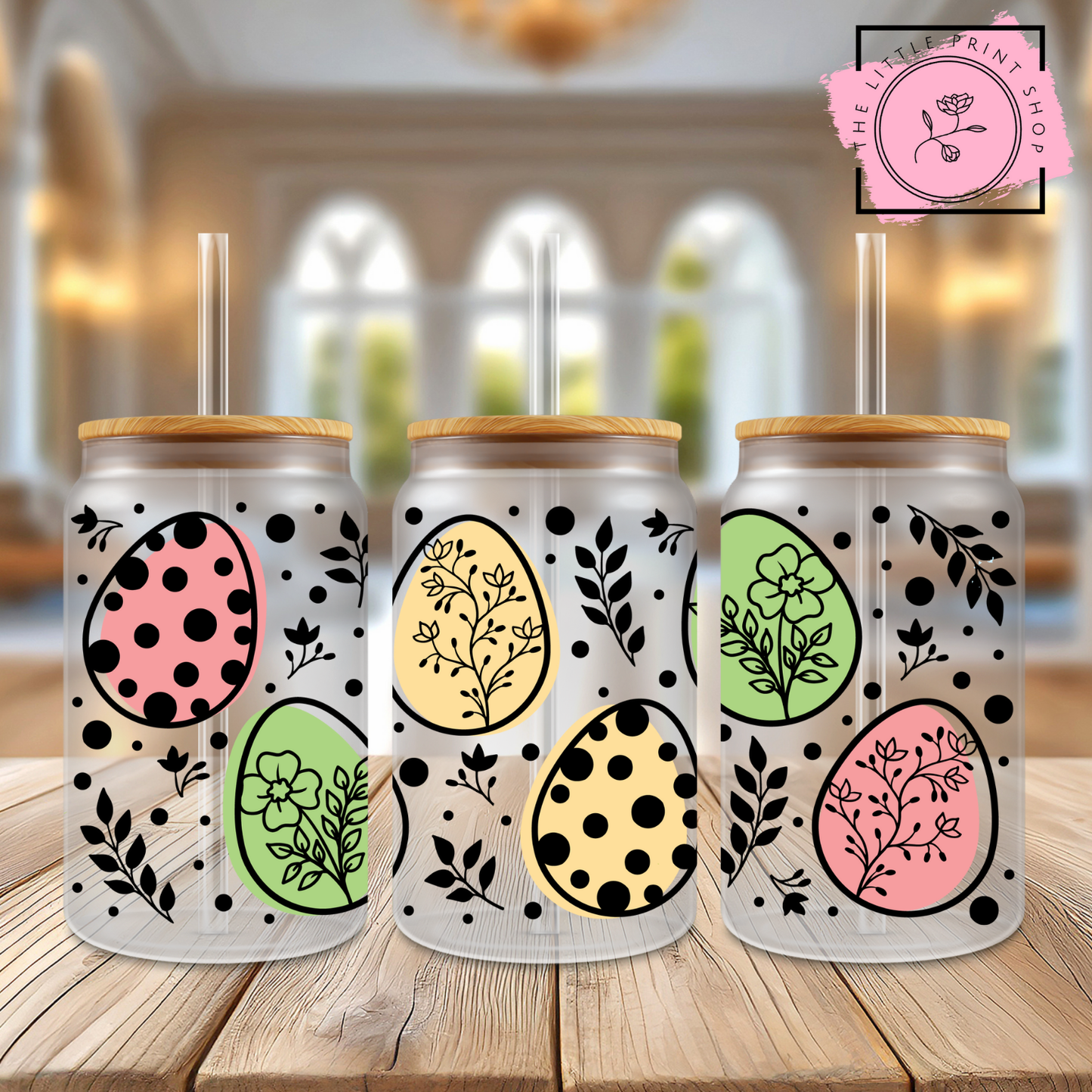 Spotty Eggs - 16oz Libbey Glass Printed UV DTF Wrap