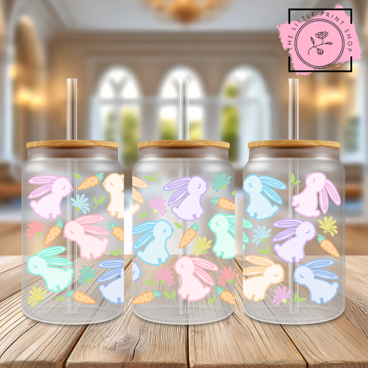 Pastel Bunnies - 16oz Libbey Glass Printed UV DTF Wrap
