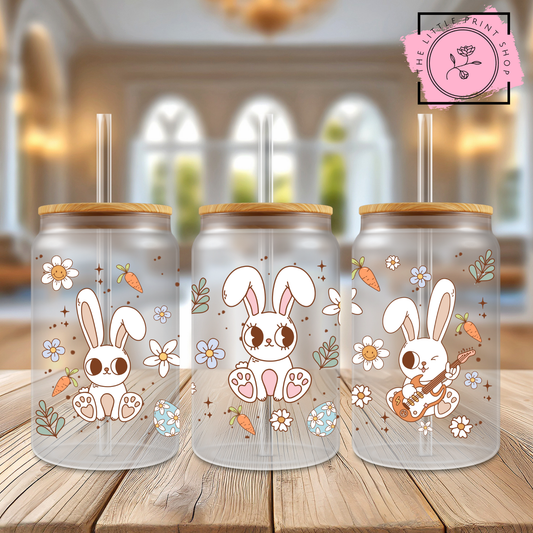 Easter Bunny - 16oz Libbey Glass Printed UV DTF Wrap