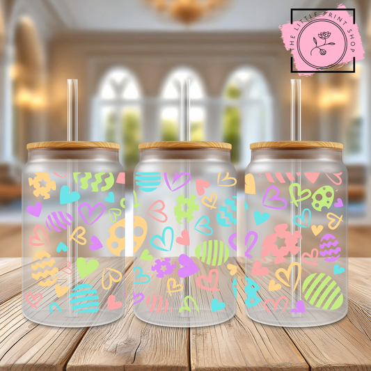 Easter Shapes - 16oz Libbey Glass Printed UV DTF Wrap