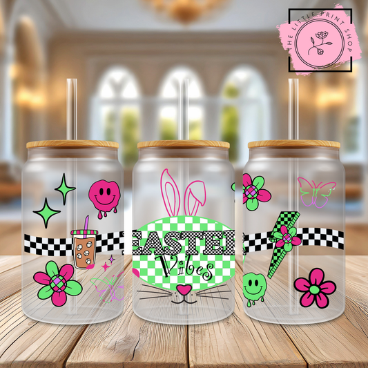 Easter Vibes - 16oz Libbey Glass Printed UV DTF Wrap