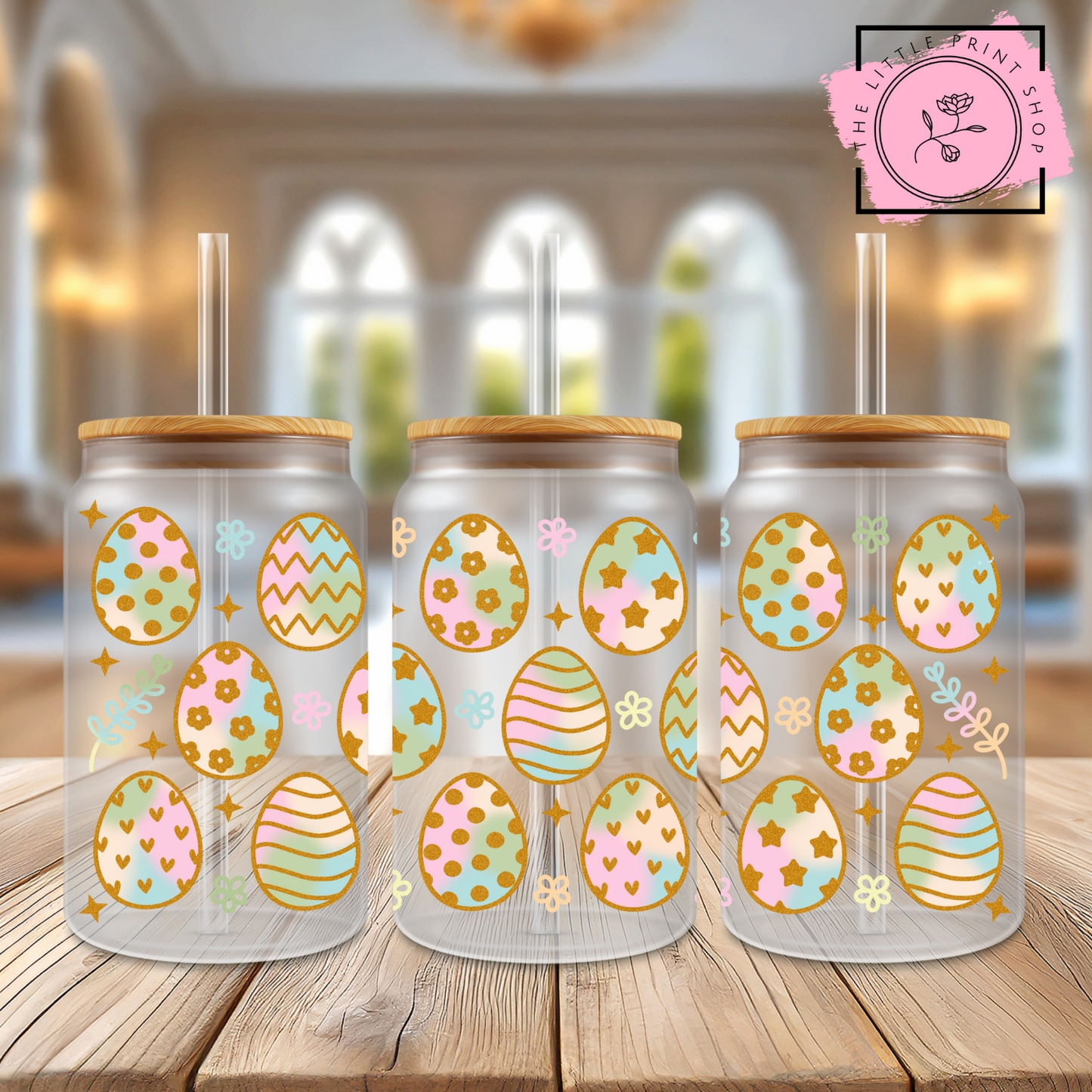 Easter Eggs - 16oz Libbey Glass Printed UV DTF Wrap