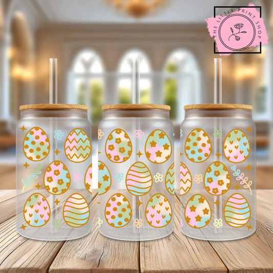 Easter Eggs - 16oz Libbey Glass Printed UV DTF Wrap