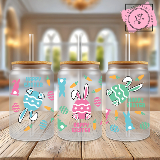 Happy Easter - 16oz Libbey Glass Printed UV DTF Wrap