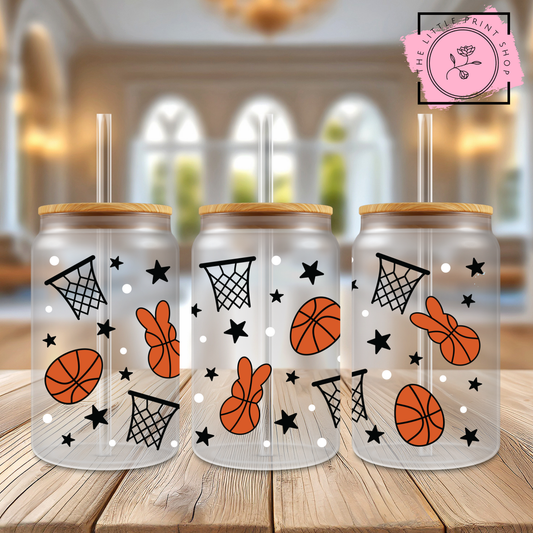 Easter Basketball - 16oz Libbey Glass Printed UV DTF Wrap