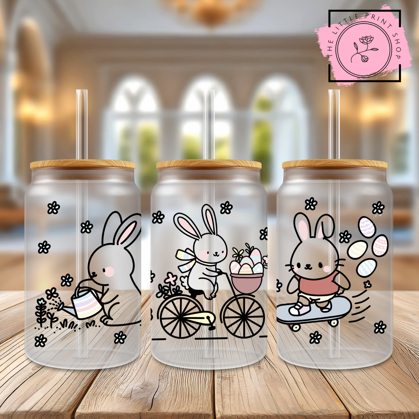 Easter Theme - 16oz Libbey Glass Printed UV DTF Wrap