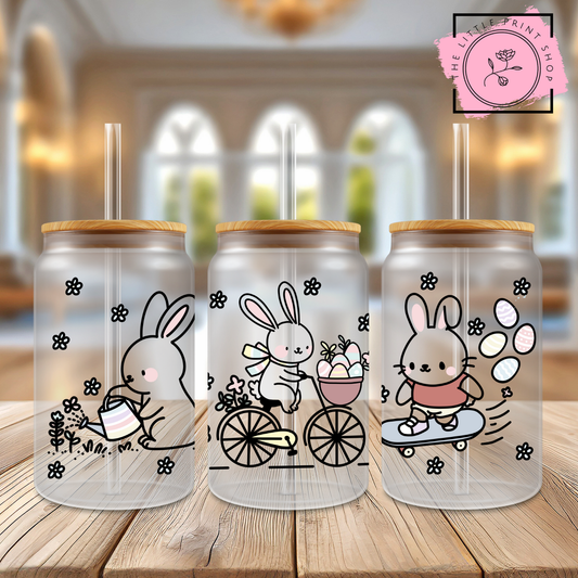 Easter Theme - 16oz Libbey Glass Printed UV DTF Wrap