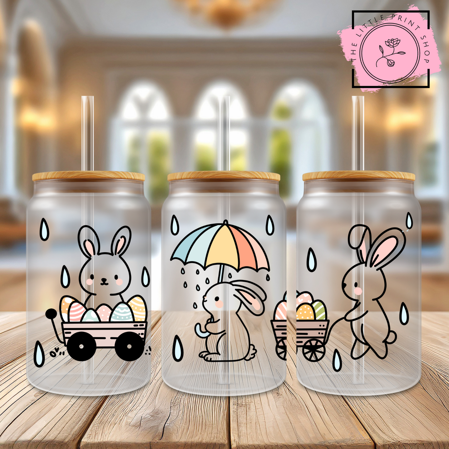 Easter Theme - 16oz Libbey Glass Printed UV DTF Wrap
