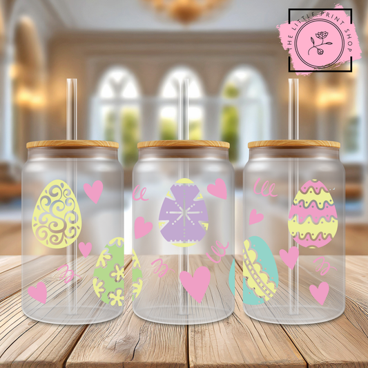 Easter Eggs - 16oz Libbey Glass Printed UV DTF Wrap