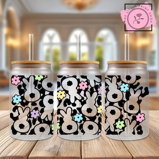 Leopard Print Bunnies - 16oz Libbey Glass Printed UV DTF Wrap