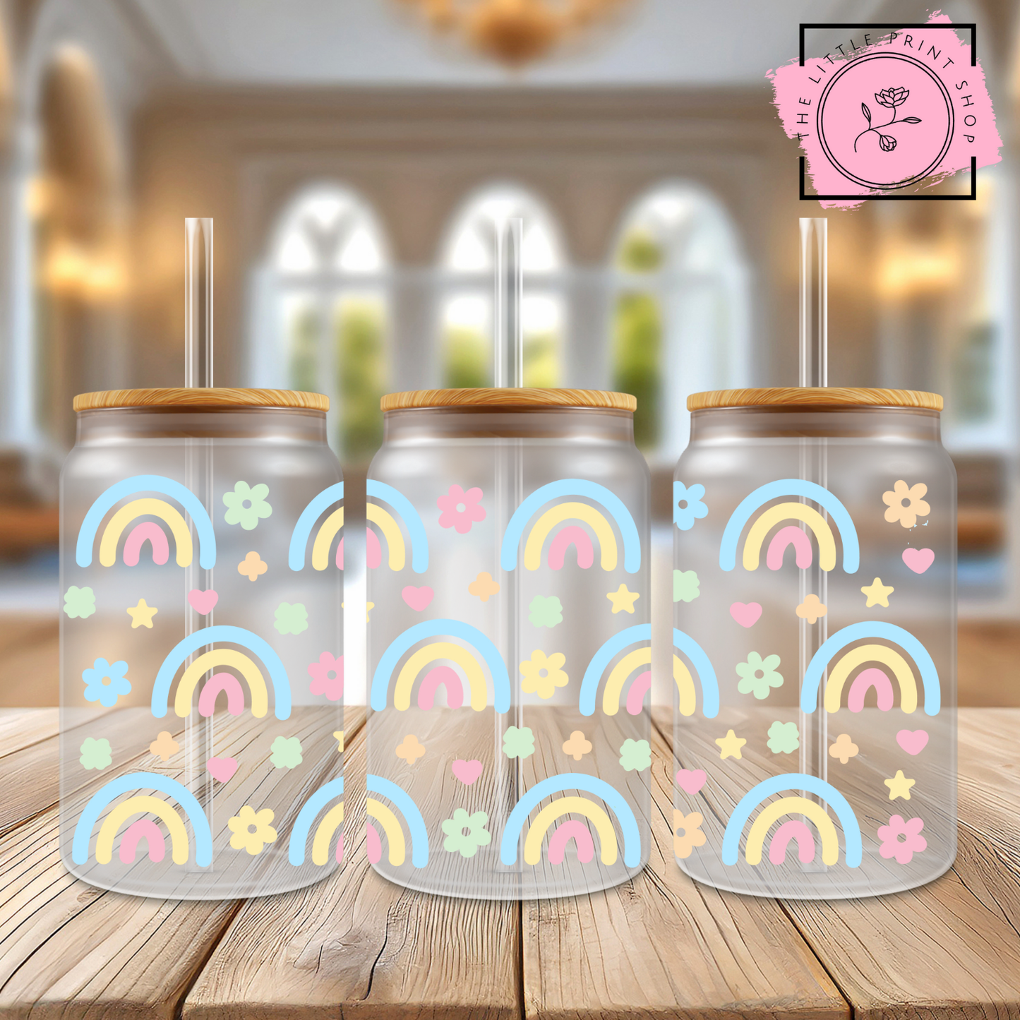 Easter Rainbows - 16oz Libbey Glass Printed UV DTF Wrap
