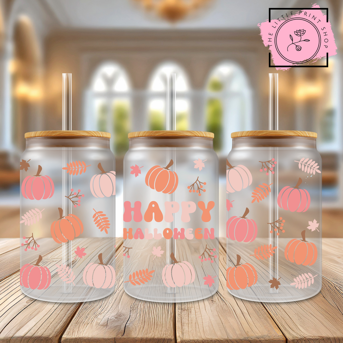 Pastel Happy Halloween - 16oz Libbey Glass Printed UV DTF Wrap