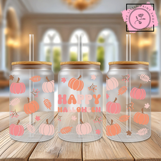 Pastel Happy Halloween - 16oz Libbey Glass Printed UV DTF Wrap
