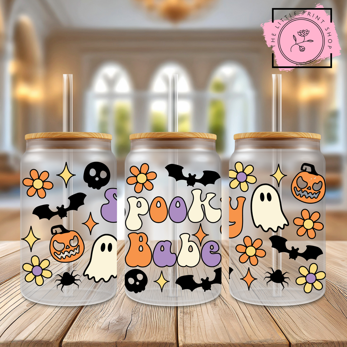 Spooky Babe - 16oz Libbey Glass Printed UV DTF Wrap