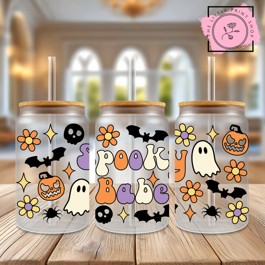 Spooky Babe - 16oz Libbey Glass Printed UV DTF Wrap