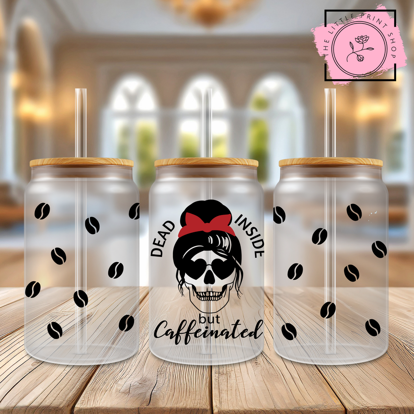 Dead Inside - 16oz Libbey Glass Printed UV DTF Wrap