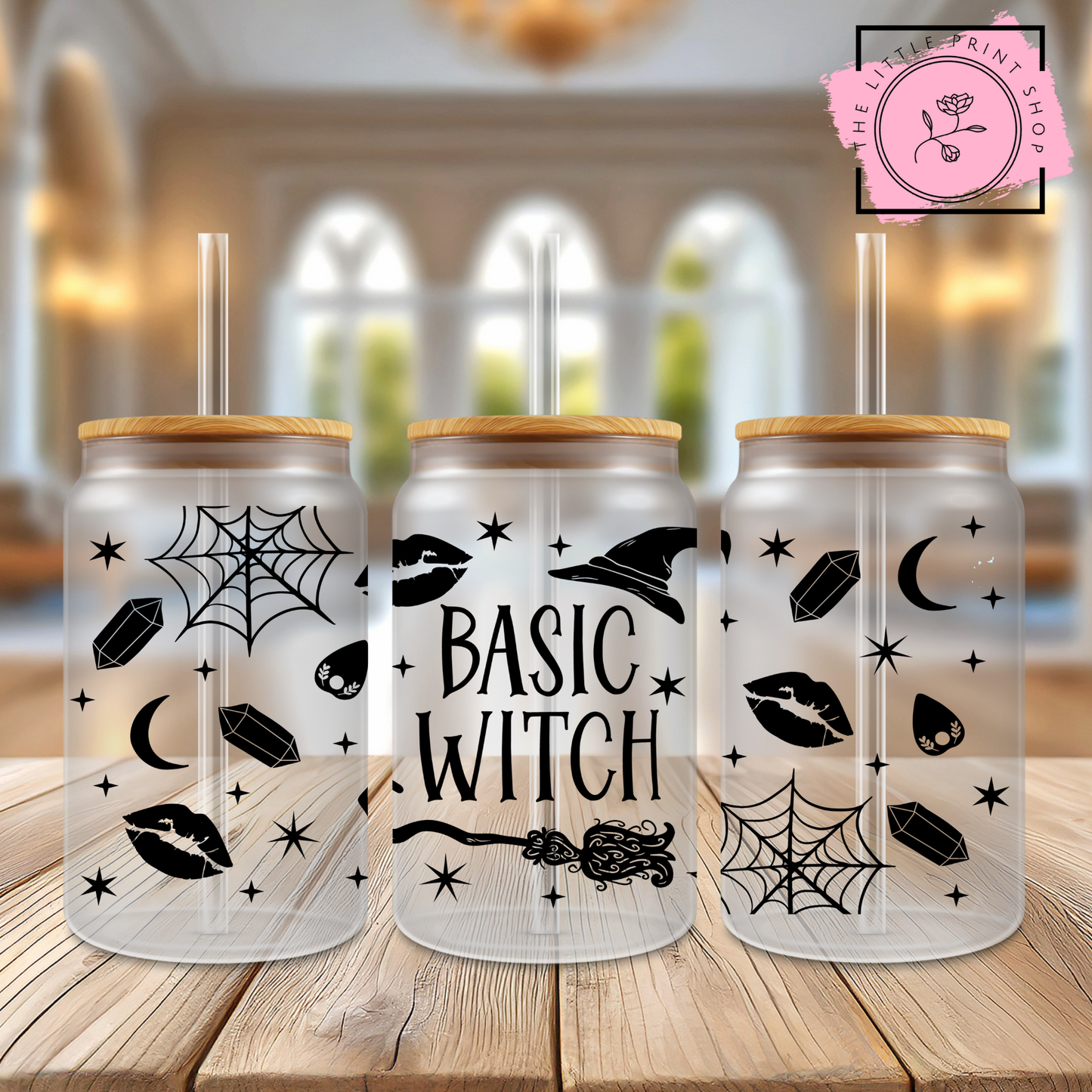 Basic Witch - 16oz Libbey Glass Printed UV DTF Wrap