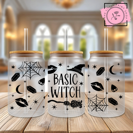Basic Witch - 16oz Libbey Glass Printed UV DTF Wrap