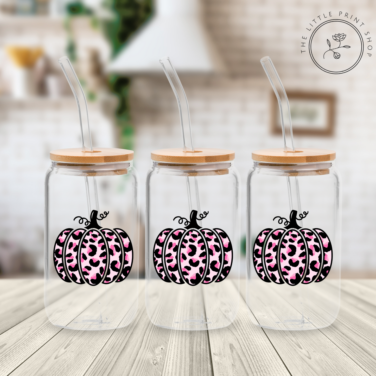 Leopard Pumpkin - 16oz Libbey Glass Printed UV DTF Wrap