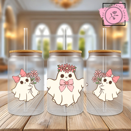 Ghost Trio - 16oz Libbey Glass Printed UV DTF Wrap