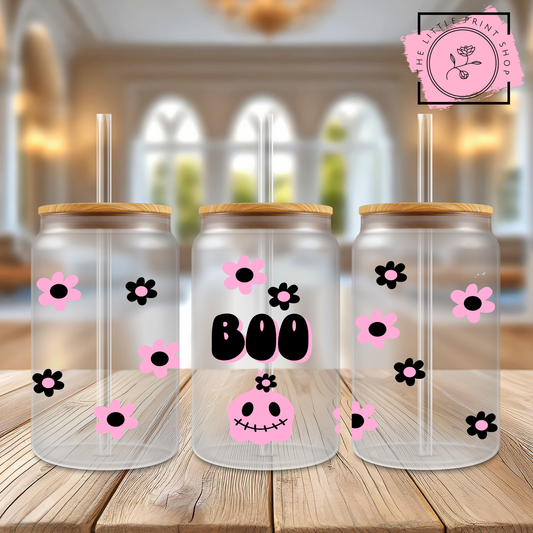 Boo - 16oz Libbey Glass Printed UV DTF Wrap