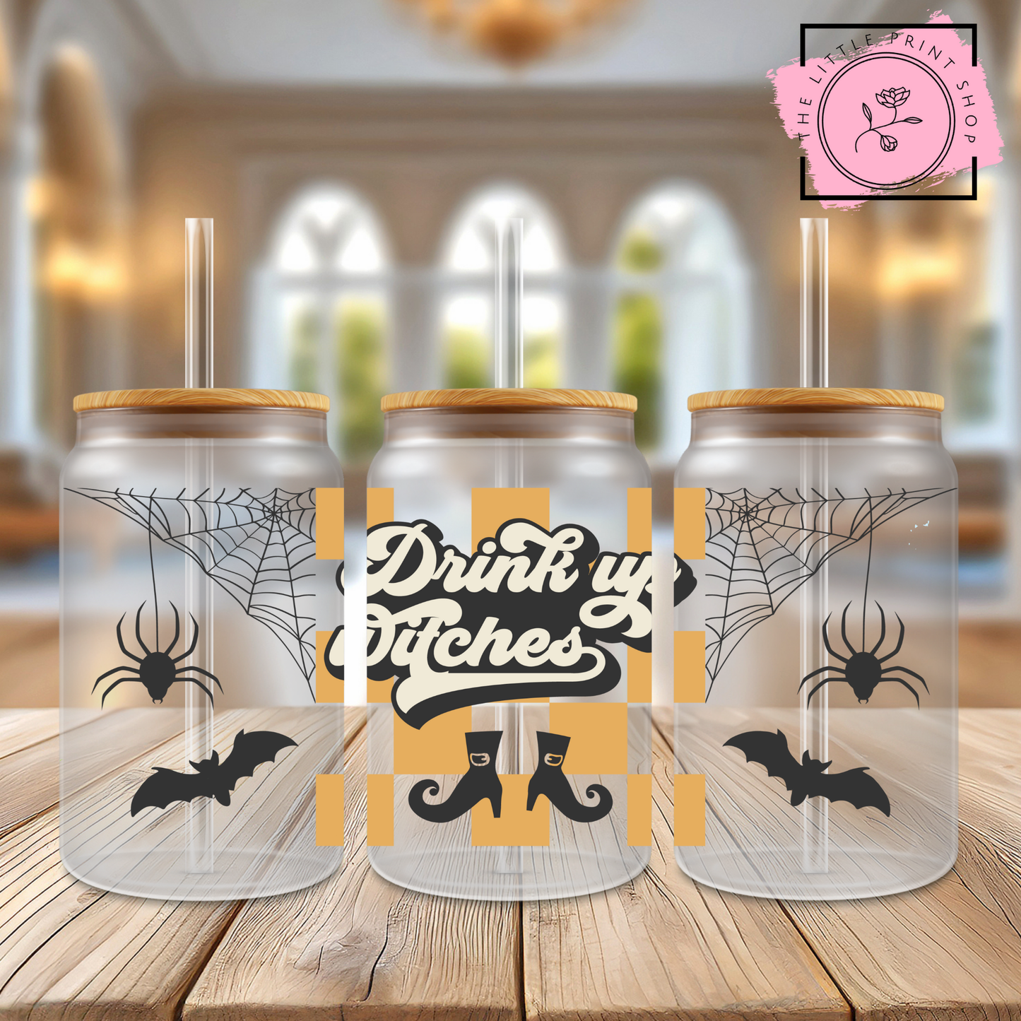 Drink Up - 16oz Libbey Glass Printed UV DTF Wrap