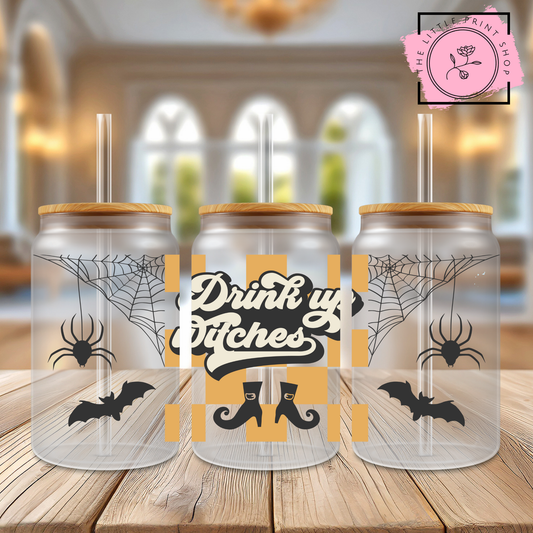 Drink Up - 16oz Libbey Glass Printed UV DTF Wrap
