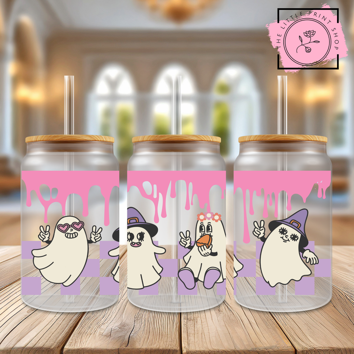 Ghost Gang - 16oz Libbey Glass Printed UV DTF Wrap
