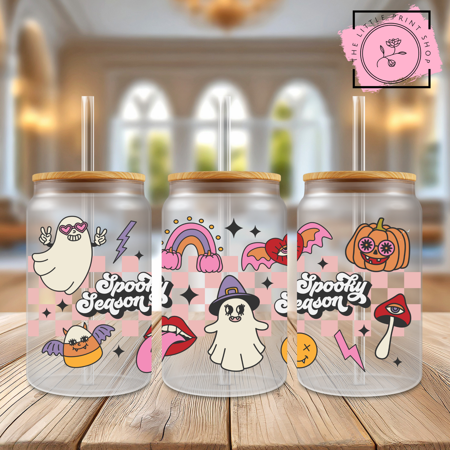 Retro Halloween - 16oz Libbey Glass Printed UV DTF Wrap