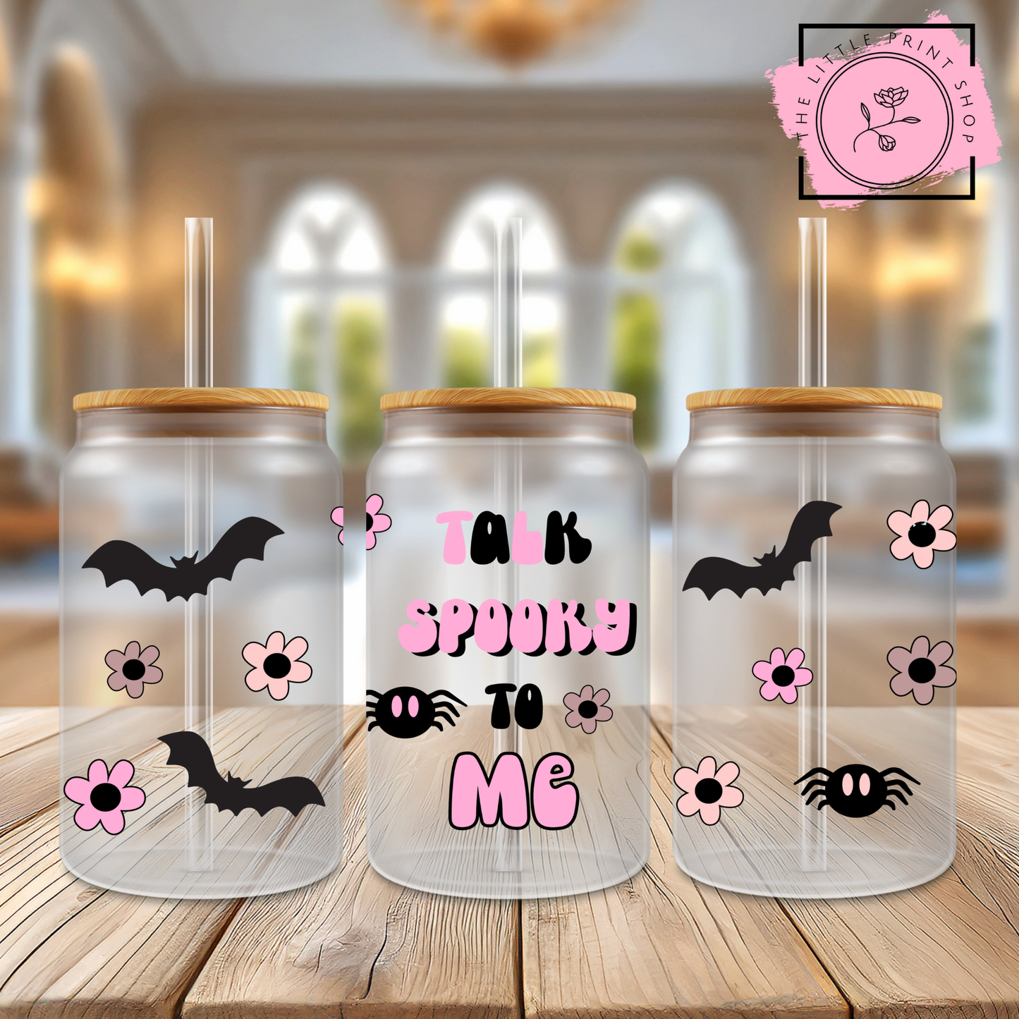 Talk Spooky - 16oz Libbey Glass Printed UV DTF Wrap