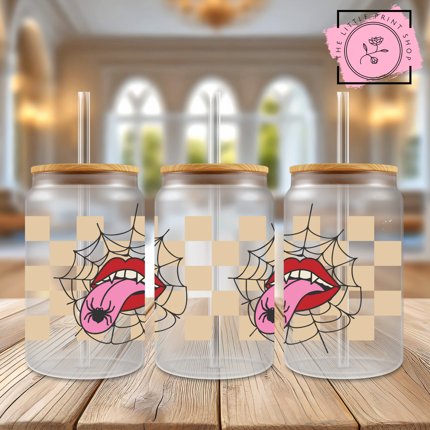 Spider Lips - 16oz Libbey Glass Printed UV DTF Wrap
