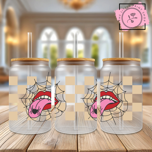 Spider Lips - 16oz Libbey Glass Printed UV DTF Wrap